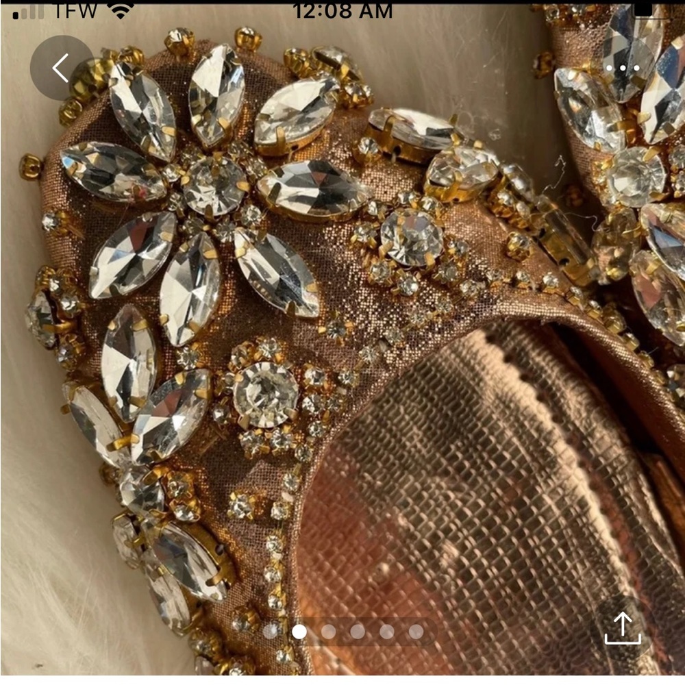 Pakistani Indian rhinestone gem flats khussa brand new size 5 1/2 all handmade